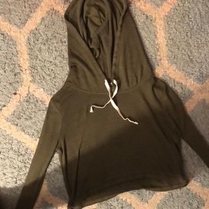 Olive Green Cropped longsleeve hoodie